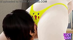 Caught in the act: Soft elastic Pikachu in 3D adult animation