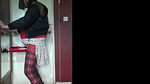 Homemade video of a bisexual crossdresser's solo pleasure with a vintage masturbation machine