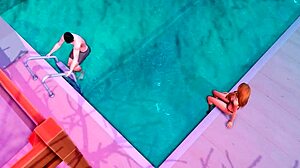 3D animated hot tub scene with an animecelebrity