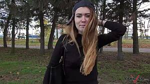 A tough way to fuck a blonde Polish girl in a van