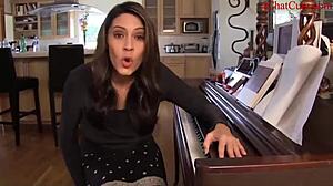 Jerk off to learn piano with hot teacher's help