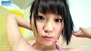 Amateur Japanese girl shows off her swimsuit in this video