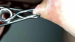 Nipple play with sex toys and clamps
