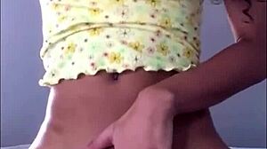 Petite teen flaunts puffy pink pussy and panties
