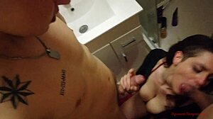 POV threesome with two big cocks fucking my mouth at a party