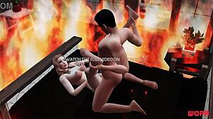 3D cartoon of cheating wife and horny angel's wild encounter