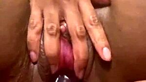 Solo masturbation with a big dildo and pussy pump
