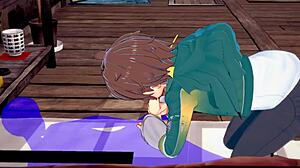 Gay Konosuba fanart featuring Kazuma and his Asian lovers