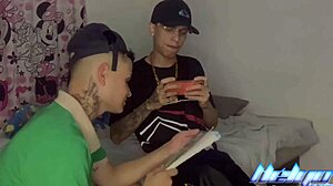 Gay teen gets dominated and milked in amateur video