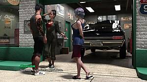 3D animated threesome with big nipples and cowgirl action