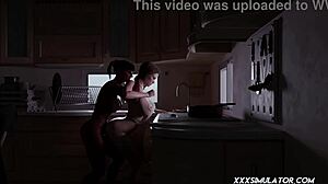 3D animated futanari in high definition gets it on with a milf in the kitchen