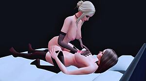 Seductive stepmother and stepdaughter engage in explicit acts