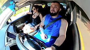 Steamy experience with an aroused passenger in an Uber with the driver