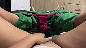 Close-up solo masturbation with a swollen pussy amateur