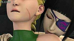 3D animated kissing and fucking with hot futanari babes