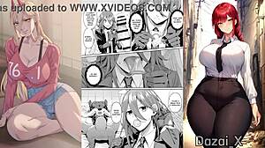 Beautiful women tied up in a hentai cartoon called Chainsaw Man