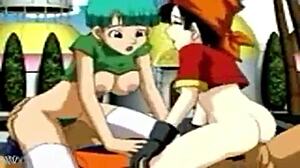 Dragon Ball Bulma and Pan work their gravity in an hentai scene