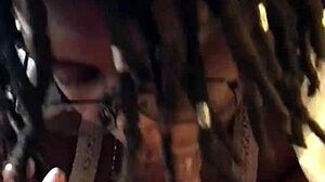 Wife gives handjob to big black cock and swallows cum