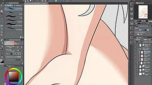 Dark and beautiful: Hentai art with nipple play