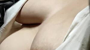 Amateur Filipina teases customer with her boobs and tits