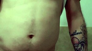 Masturbating alone with a throbbing dick