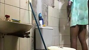 Sensual Brazilian teen bathes in the nude