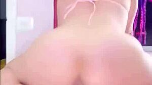 Spanish milf with big ass rides consolador with enthusiasm