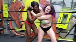 Interracial couple wrestling in Paris