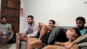 Invited friends over for a gaming session, turned into a wild orgy with junior henrique Alagoano as the center of attention