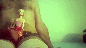 Gay man pleasures himself with sex doll