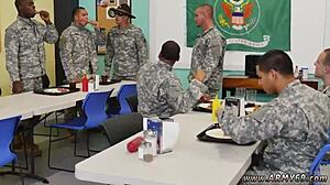 Young black men having sex in a classroom under the orders of their gay drill sergeant
