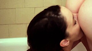 Steamy hotel bathroom threesome with Rilee Marks and Alice March in LA